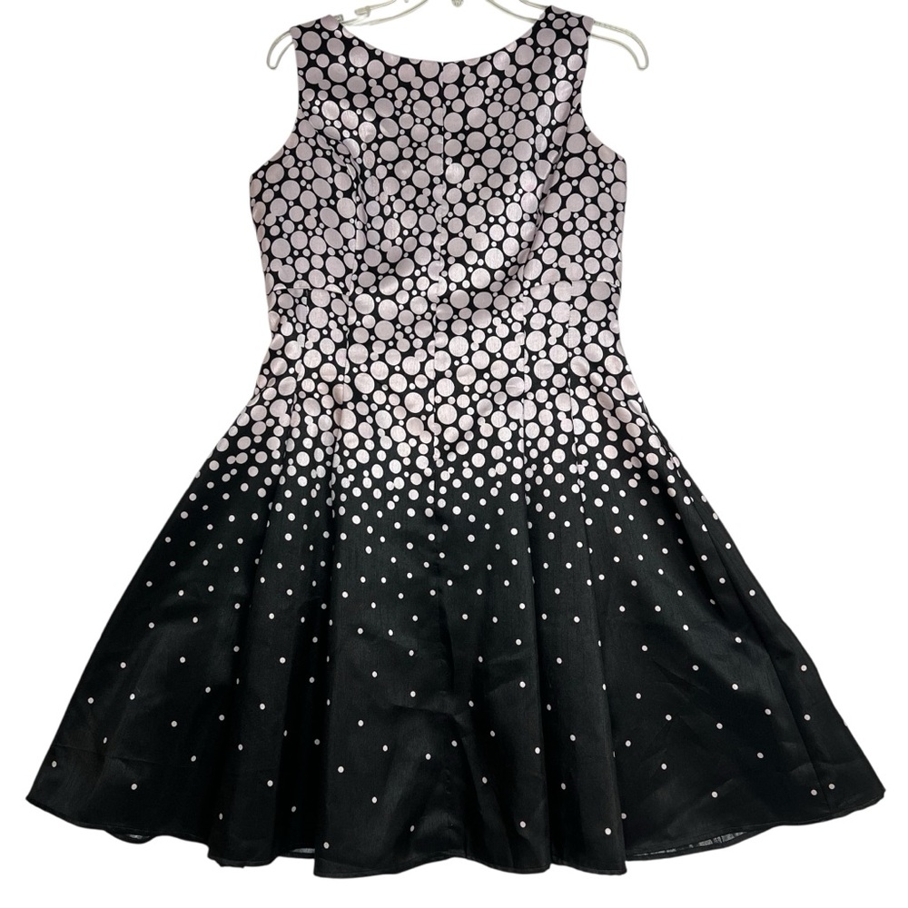 Danny & Nicole Polka Dot A-Line Fitted Pleated Dress. Size 12